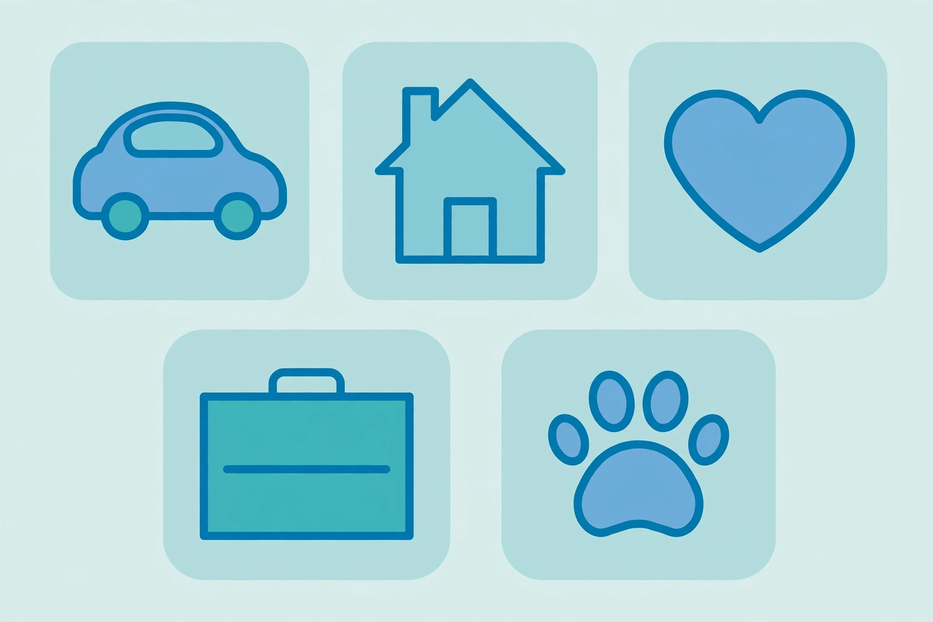 Icons representing different types of insurance