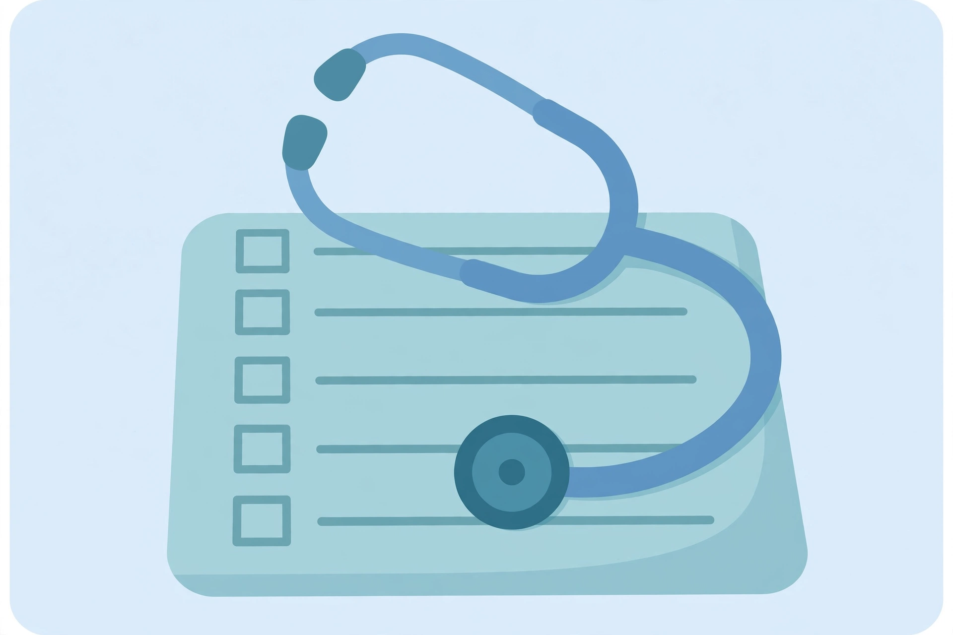 Stethoscope on a health insurance checklist