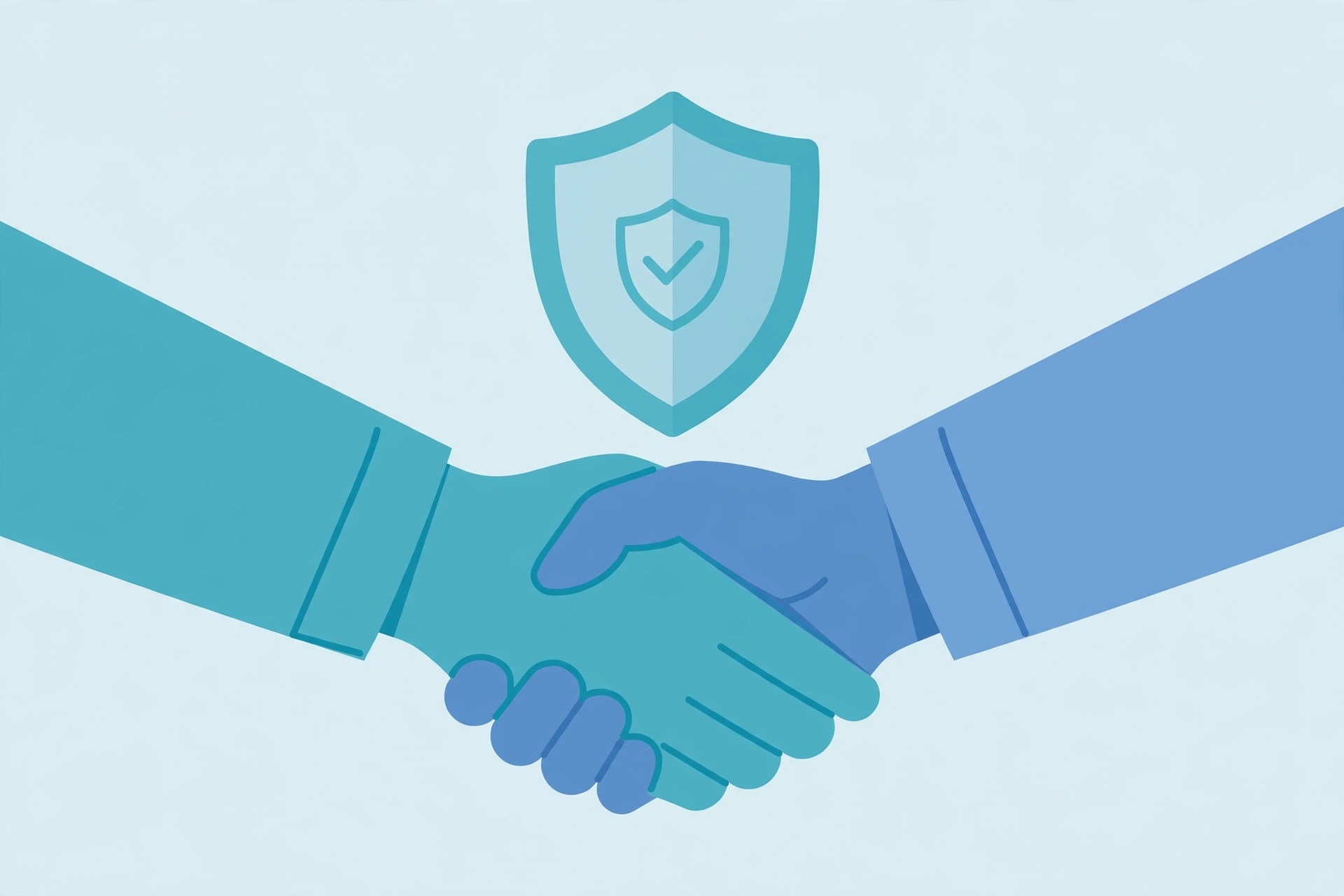 Handshake protected by a liability insurance shield