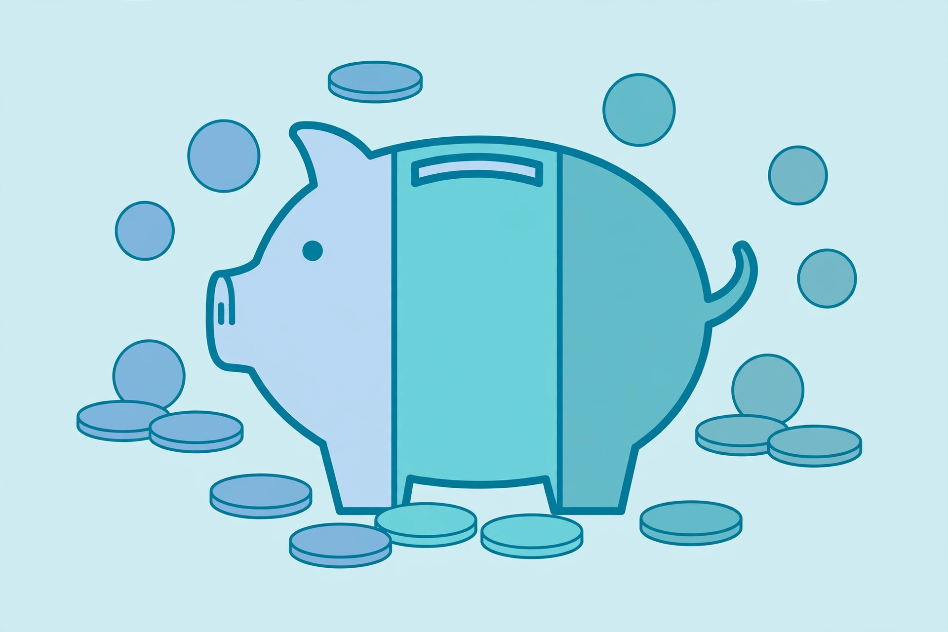 Piggy bank illustrating premium, deductible and copay