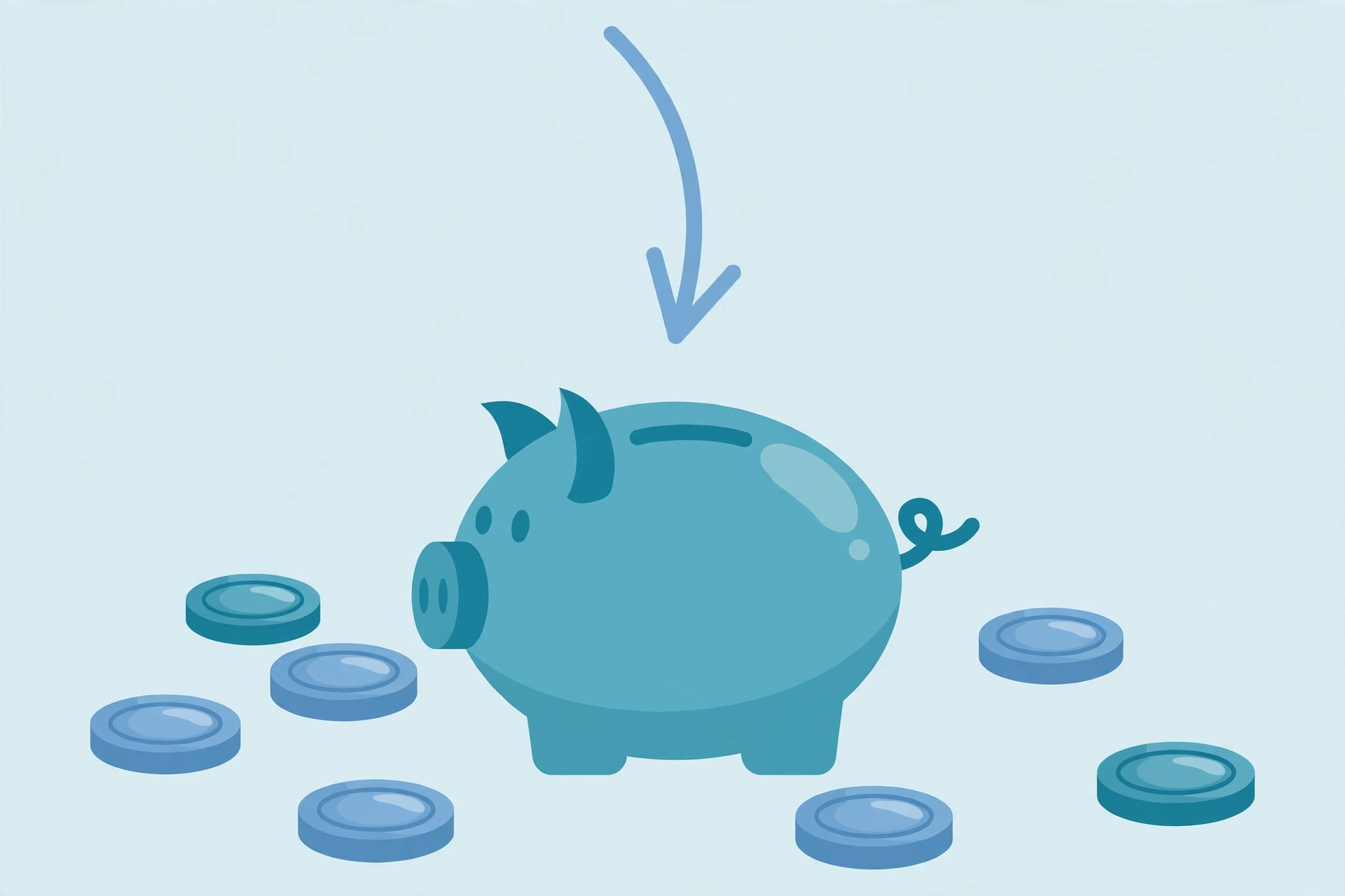 Piggy bank with coins showing lower insurance costs